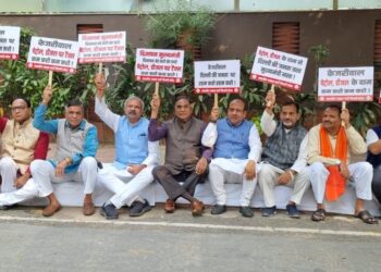 दिल्ली सरकार के ख़िलाफ़ भजपा का धरना