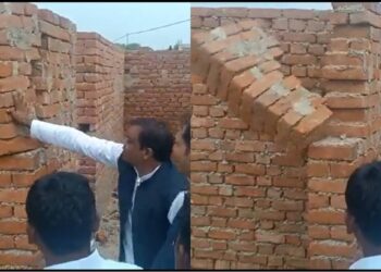 सपा MLA के धक्का देते ही गिर गई इंजीनियरिंग कॉलेज की दीवार, वीडियो शेयर कर अखिलेश यादव  ने योगी पर कसा तंज