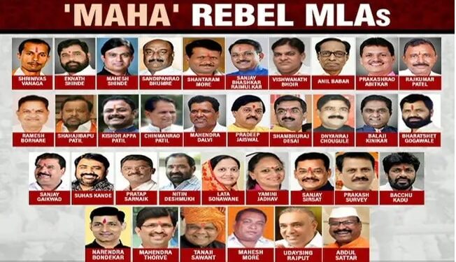 बागी एकनाथ शिंदे का दावा 46 विधायक मेरे साथ, वीडियो में दिखाये 35 विधायक, देखें पूरी सूची