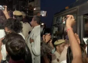 राहुल गाँधी में कांग्रेस ने निकाला मशाल जुलूस, कई नेताओं को किया गया गिरफ्तार